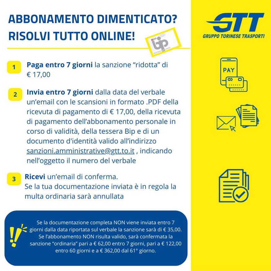 nuova procedura abbonamento dimenticato